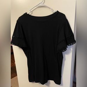 Ava & Viv Black Ruffle Sleeve Top